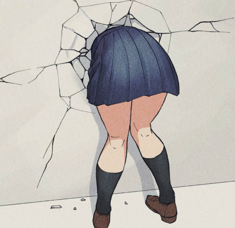 清水良子卡在牆壁上：壁尻之神的惡作劇