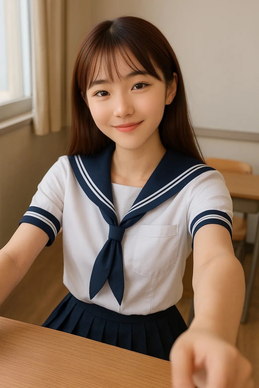 情竇初開的國中女學生